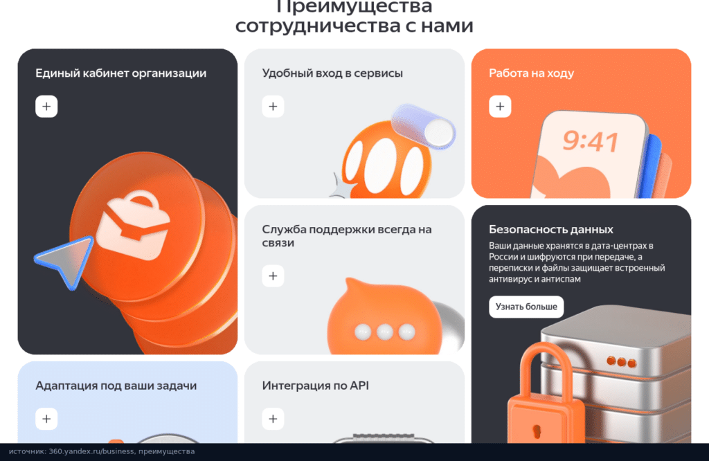 Яндекс 360 для бизнеса: единый кабинет организации, поддержка и безопасность данных в дата-центрах в России