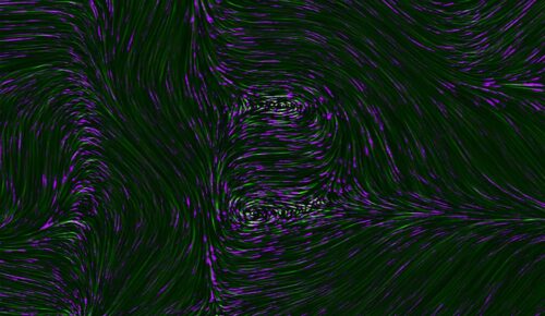 an abstract purple and black background with wavy lines
