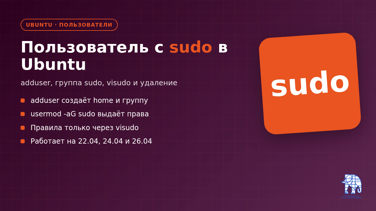 Создание пользователя с sudo в Ubuntu 22.04