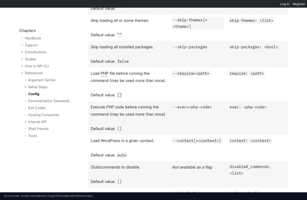 Справочник WP-CLI: глобальный параметр require