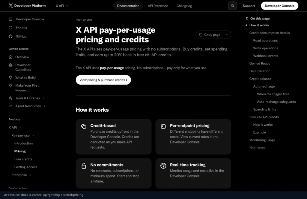 Документация X API: стоимость операций записи, пост со ссылкой $0,20 за запрос
