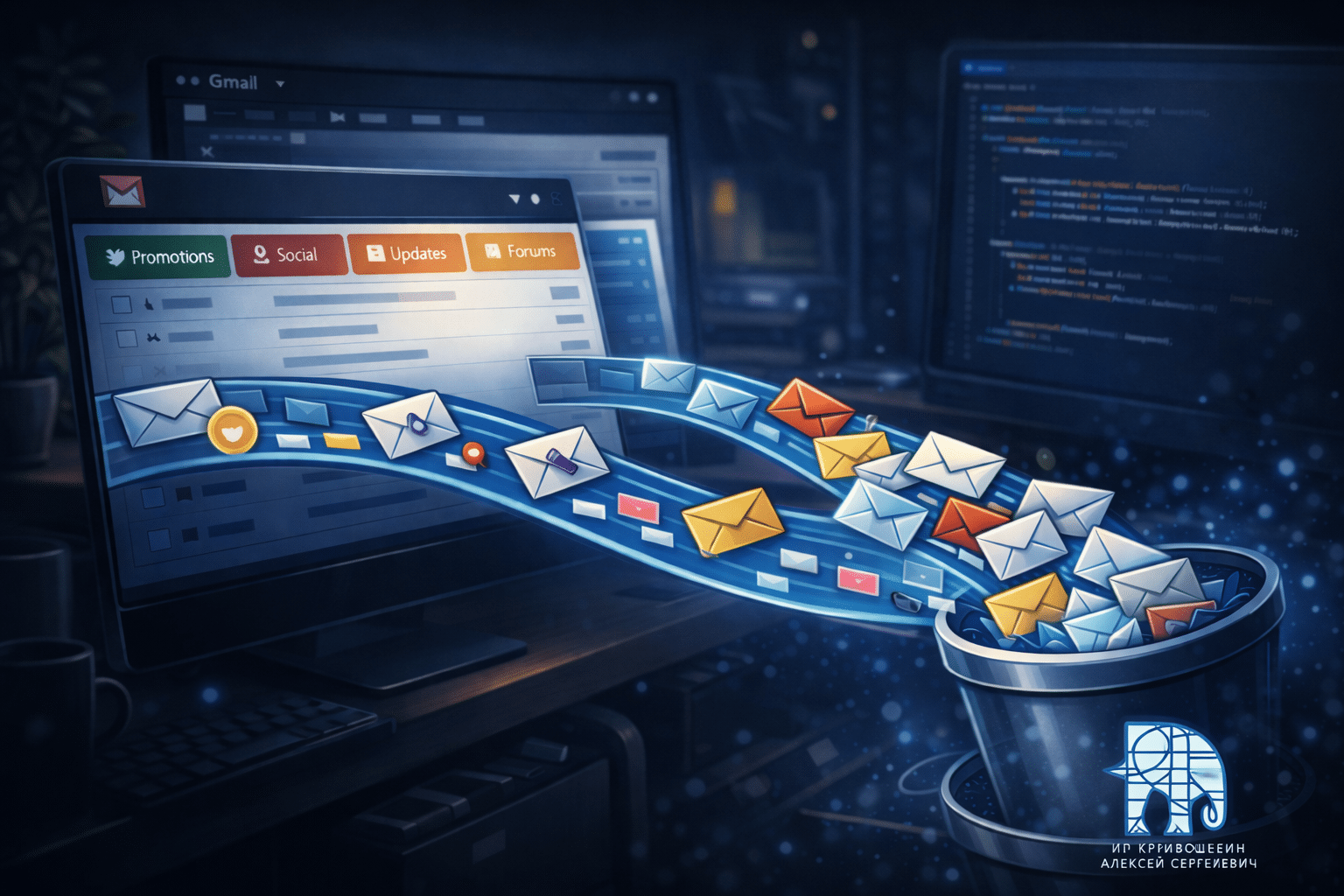 Показываю, как настроить автоочистку категорий Promotions, Social, Updates и Forums в Gmail через Apps Script, чтобы почта не превращалась в цифровой чулан.