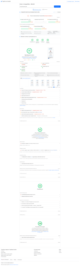Замер PageSpeed Insights после перехода krivoshein.site на новую блочную WordPress-тему