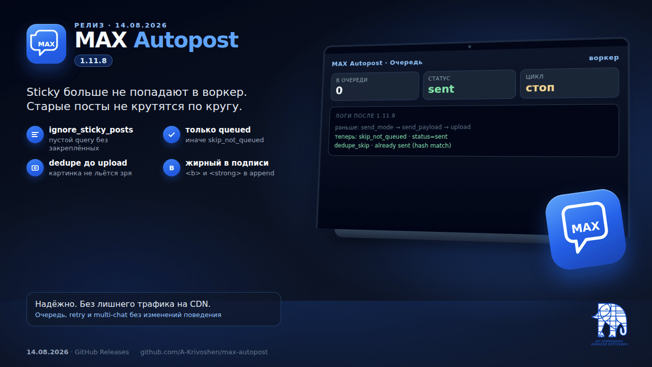MAX Autopost 1.11.8: почему воркер снова гонял уже отправленные посты