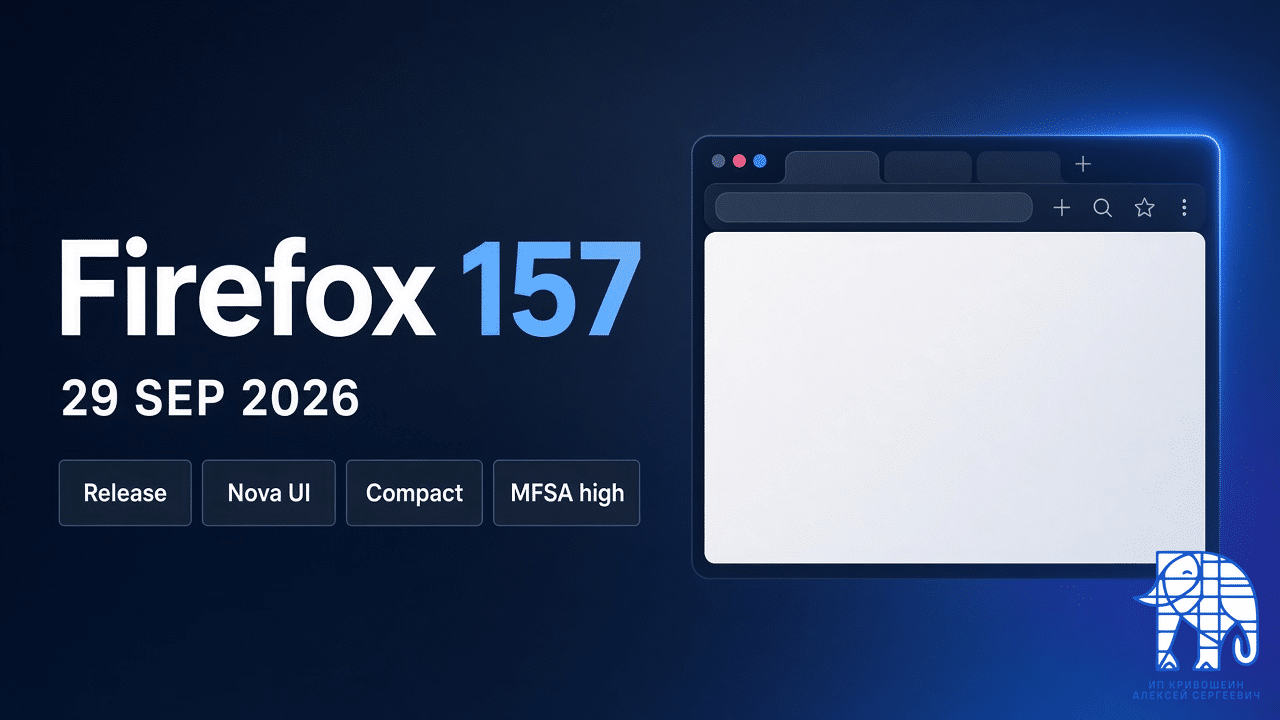 Firefox 157: новый интерфейс с 29 сентября 2026