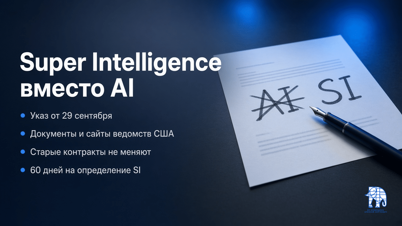 Обложка: Super Intelligence вместо AI, указ от 29 сентября