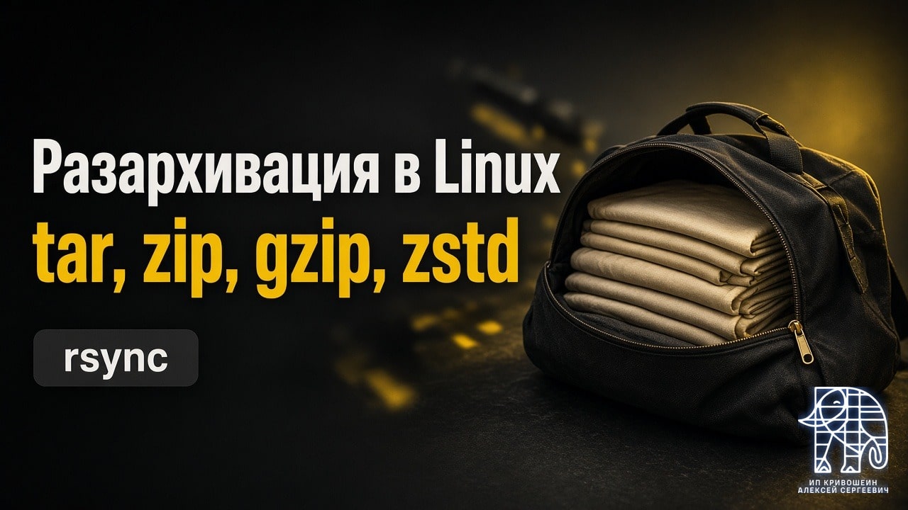 Архивация и разархивация в Linux: tar, zip, gzip, zstd и rsync