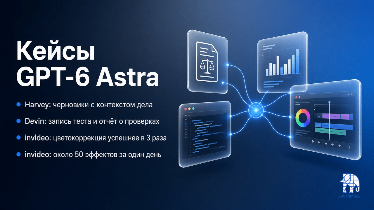 Обложка: кейсы GPT-6 Astra от Harvey, Cognition, Hex и invideo