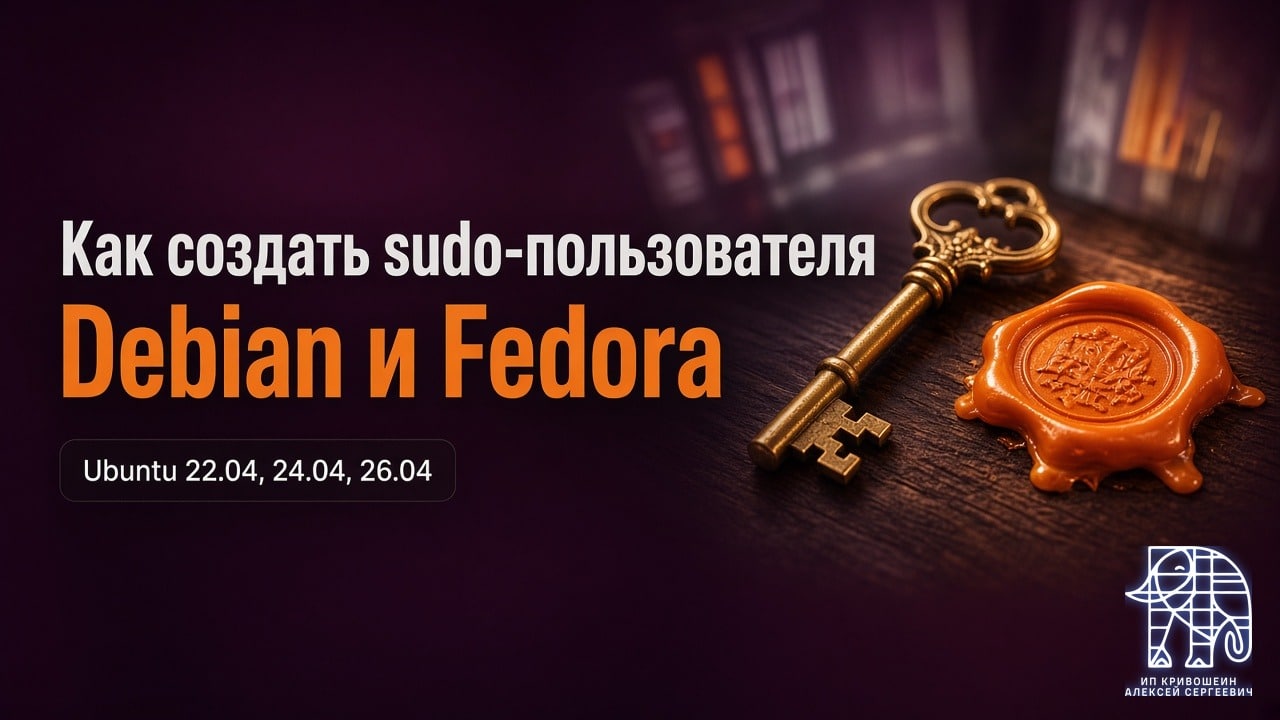 Как создать sudo-пользователя в Ubuntu 22.04, 24.04, 26.04, Debian и Fedora