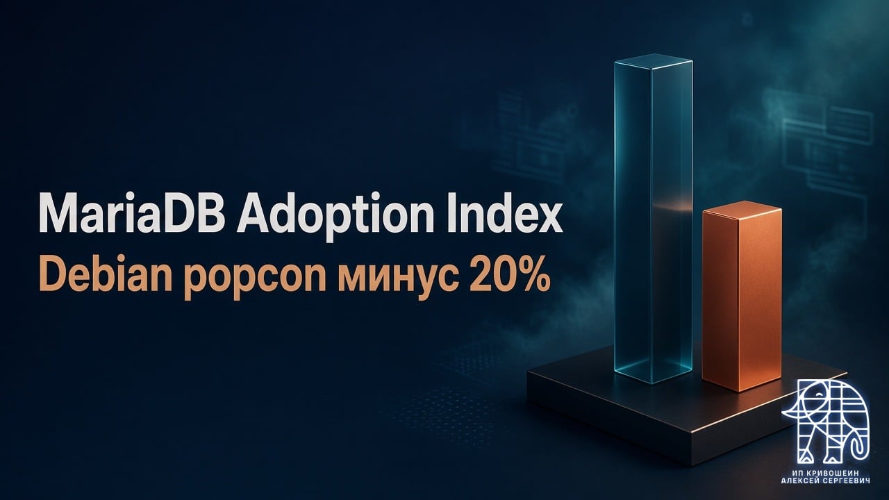 MariaDB Adoption Index 2026-09: +126%, Debian popcon минус 20%