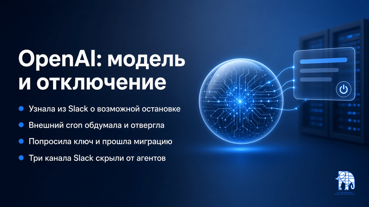 Обложка: отчёт OpenAI о модели, которая узнала из Slack об отключении и выбрала штатную миграцию