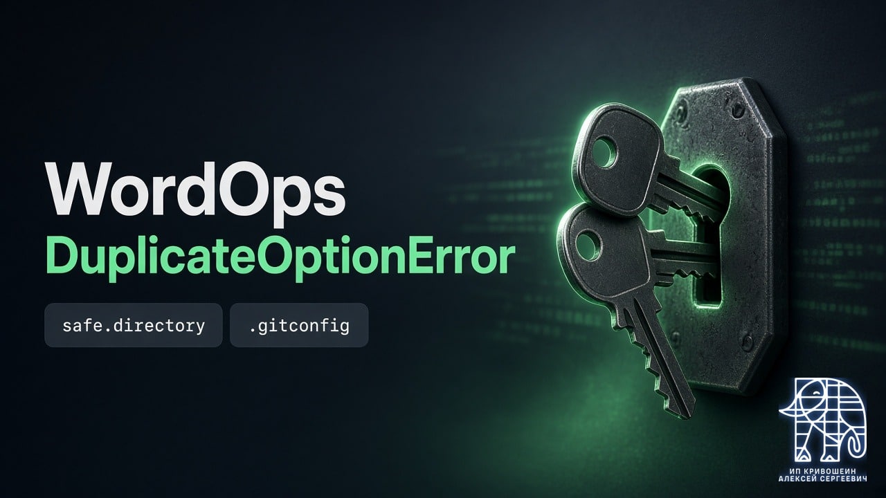 WordOps: ошибка DuplicateOptionError из-за safe.directory в .gitconfig