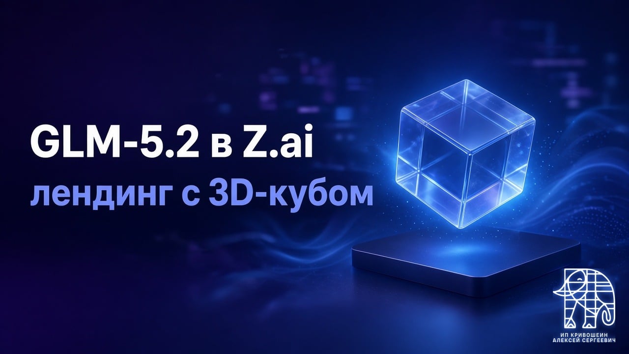 Я попробовал GLM-5.2 в Z.ai: браузерный агент собрал лендинг с 3D-кубом