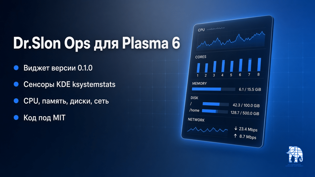 Обложка: Dr.Slon Ops 0.1.0, виджет мониторинга для KDE Plasma 6