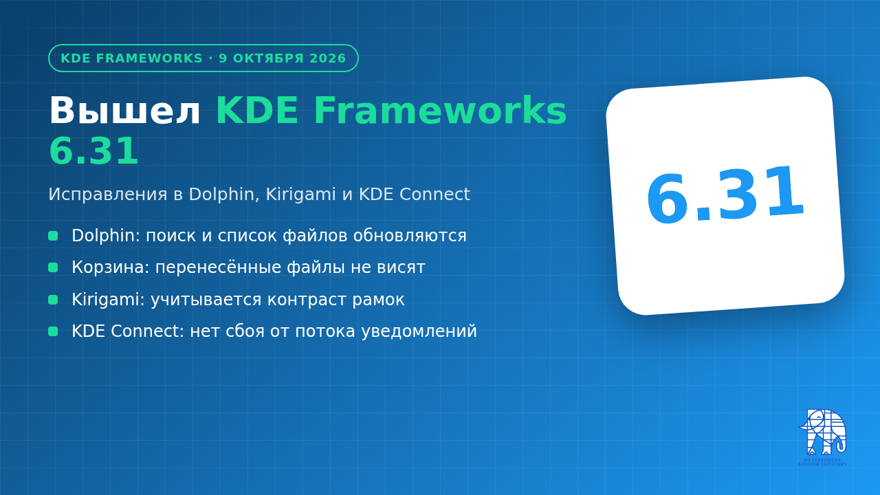 Обложка: выход KDE Frameworks 6.31