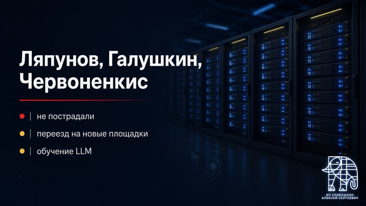 Обложка: суперкомпьютеры Яндекса Ляпунов, Галушкин и Червоненкис