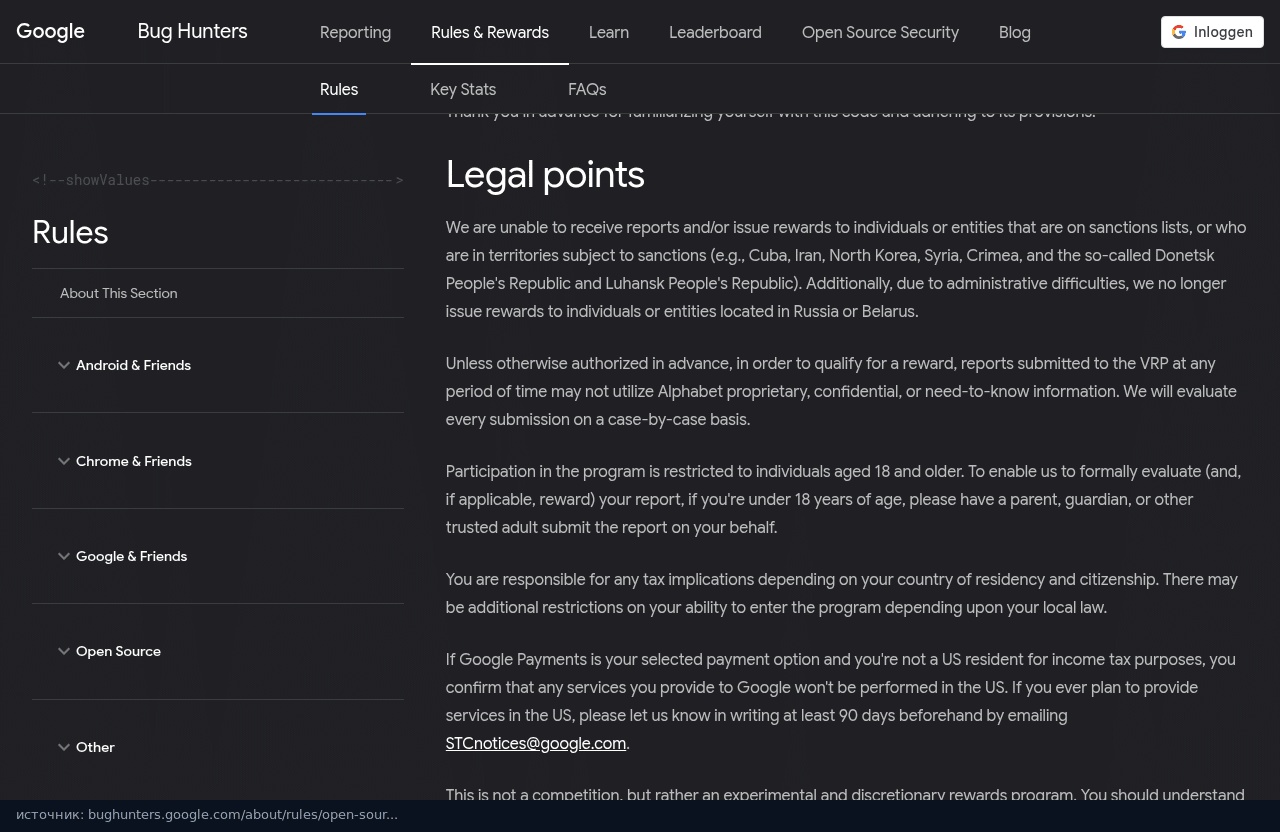 Раздел Legal points в правилах OSS VRP об ограничениях для России и Беларуси