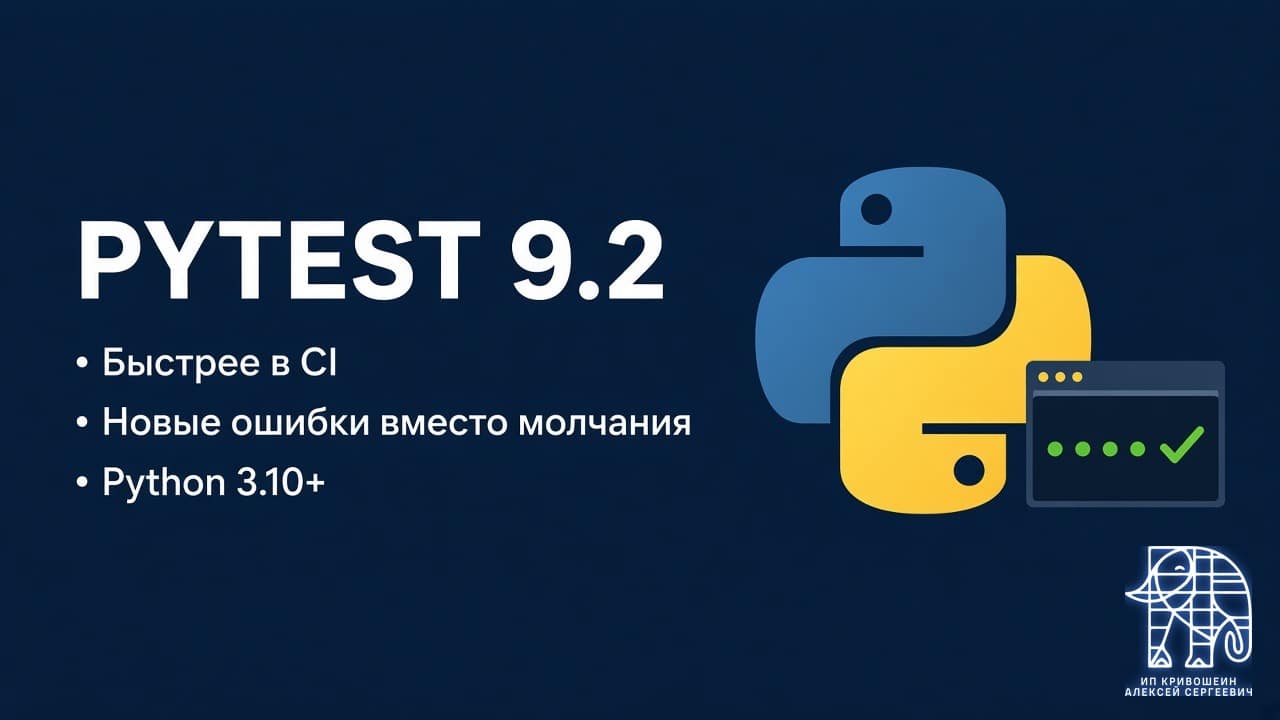 Обложка: pytest 9.2 и логотип Python